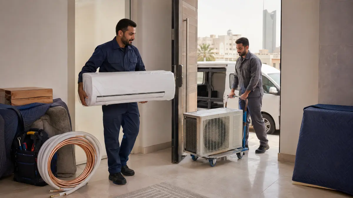 فنيان ينقلان وحدتي مكيف سبلت بأمان